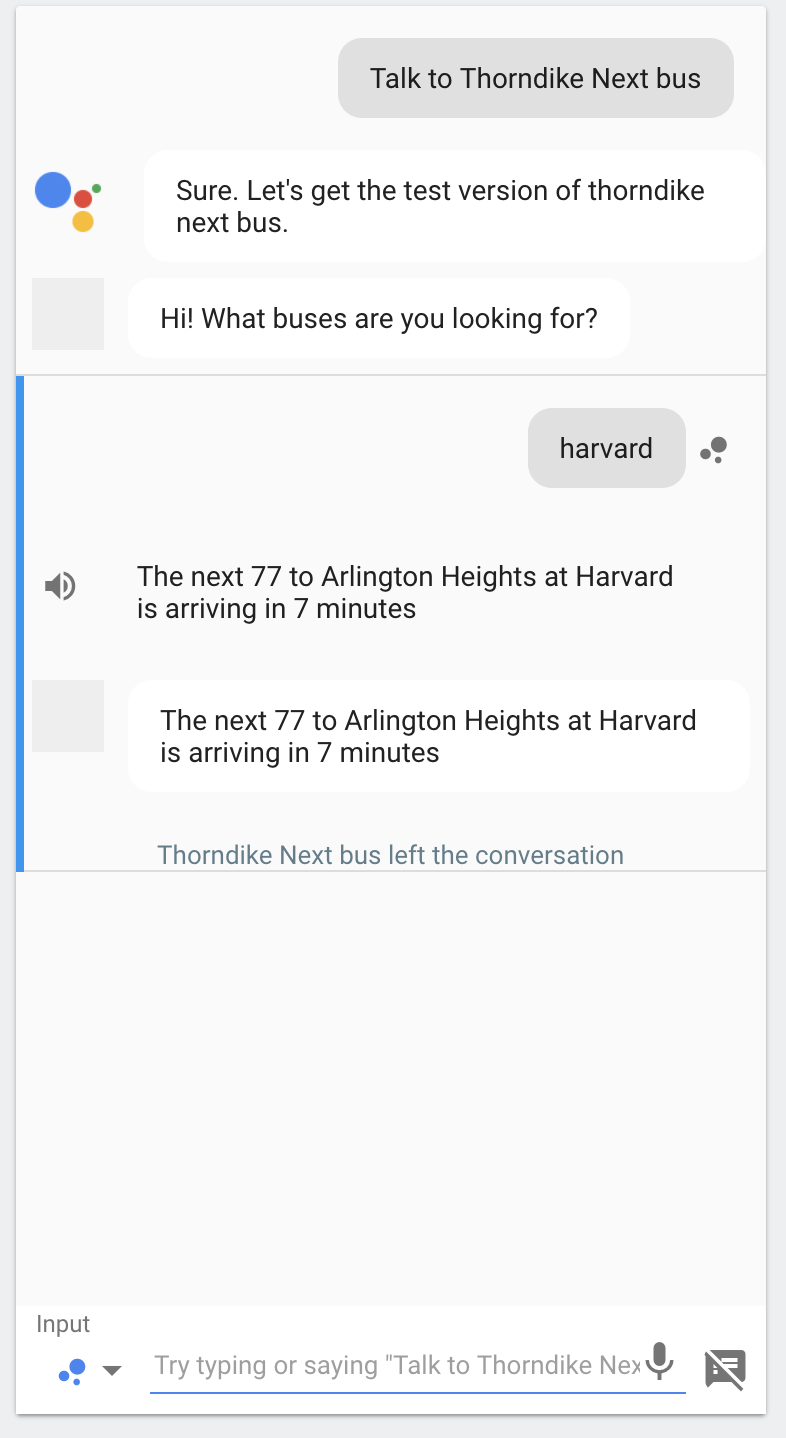 Testing Thorndike Next Bus